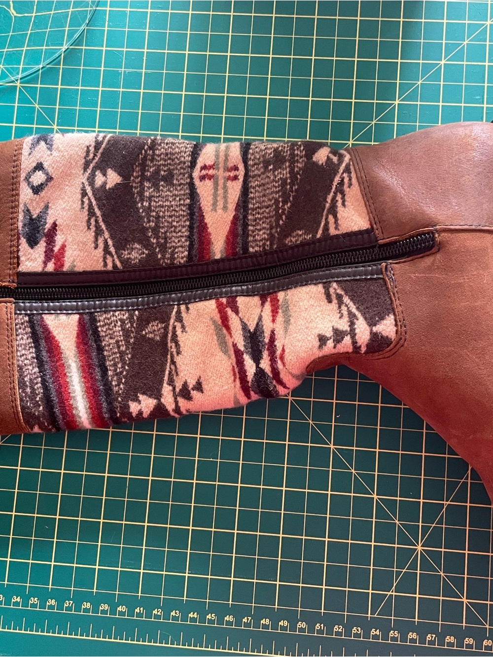Brown Leather & Aztec Knit Mid-Calf (6) - Picture 7 of 15